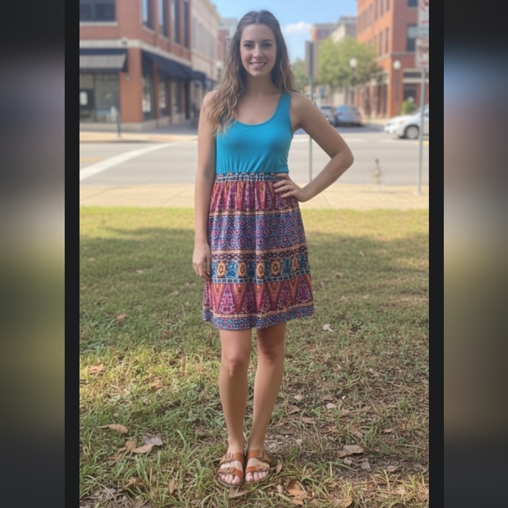 Judith March colorful sleeveless dress